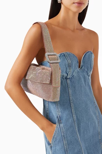 Medium Vitty La Grande Shoulder Bag in Rhinestone Crystal Mesh