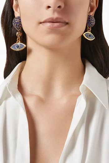 Eye Lapis Lazuli Clip-on Earrings in Gold-plated Brass