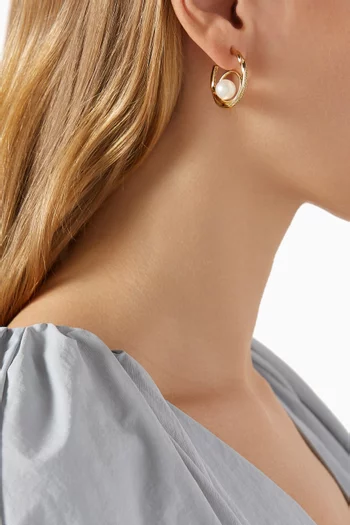 Pulse Pearl & Topaz Hoop Earrings in 14kt Gold Vermeil