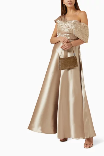 One-shoulder Gown in Satin