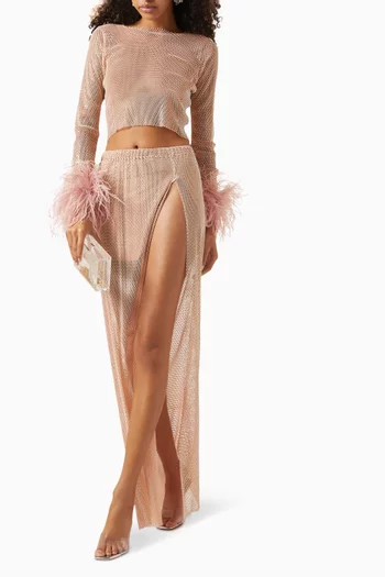 Rhinestone-embellished Maxi Skirt