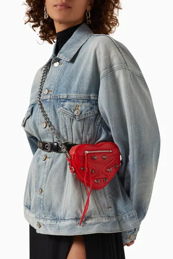 Mini Le Cagole Heart Shoulder Bag in Leather