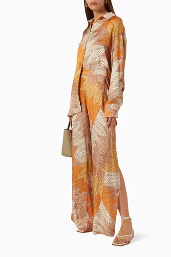 Whitney Printed Slit Pants in Viscose