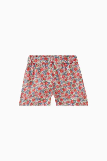 Floral Print Shorts in Cotton Poplin