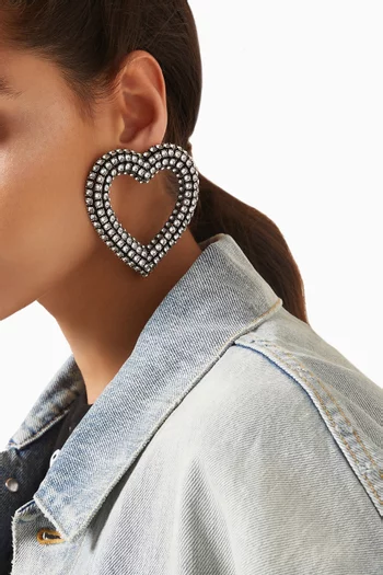 Heart 2.0 Earrings with Rhinestone in Brass & Resin