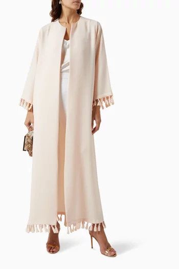 Knotted Tassel-tipped Abaya in Crepe