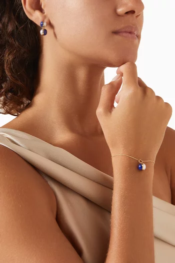 Kiku Glow Sphere Pearl & Lapis Lazuli Bracelet in 18kt Gold