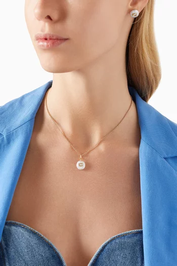 Signature Coin Pearl Necklace in Metal