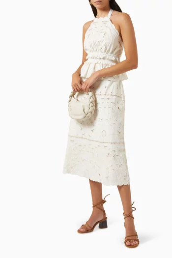 Blaire Broderie-anglaise Midi Skirt in Organic Cotton