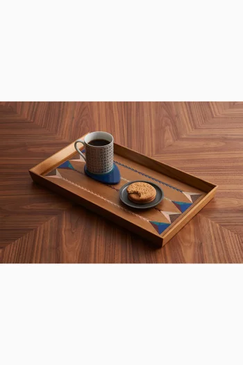 Rectangle Linear Pattern Serving Tray in Solid Walnut