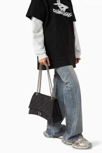Medium Crush Shoulder Bag in Quilted Denim