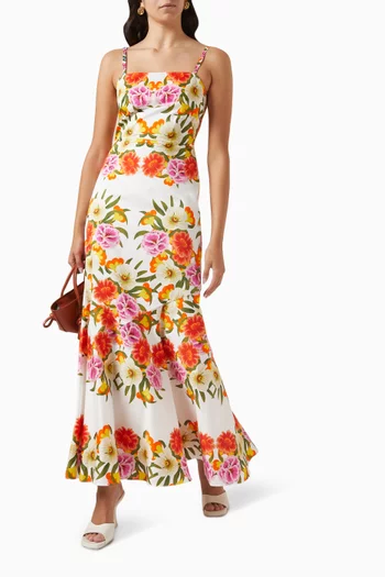 فستان جاليسا طويل بنقشة زهور قطن