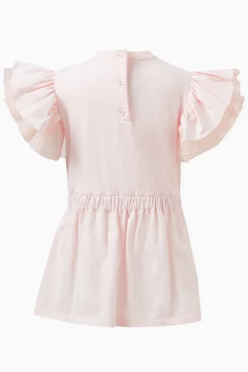 Ruffled Teddy-print Dress in Cotton
