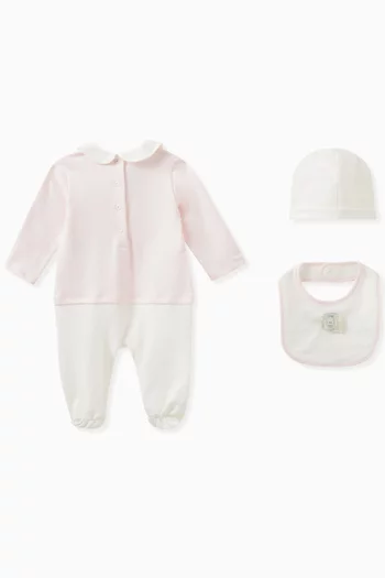 Logo-embroidered Sleepsuit Set in Cotton