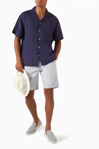 Felipe Herringbone Shorts in Linen-blend
