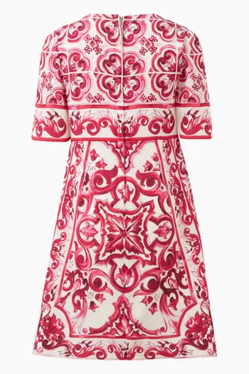 Majolica-print Midi Dress in Silk-charmeuse