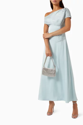 One-shoulder Embellished Maxi Dress in Stretch-satin & Organza