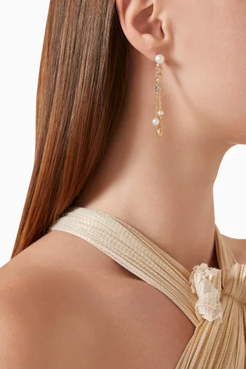 Kiku Freshwater Pearl Charm Drop Earrings in 18kt Gold