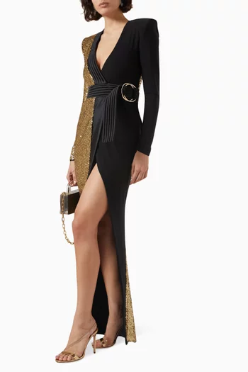 Take Off Sequinned Wrap Gown