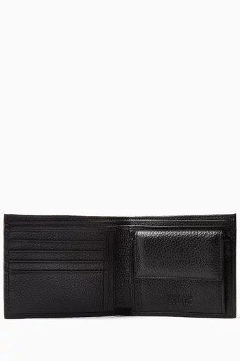 Logo Bi-fold Wallet in Grained Calf Leather
