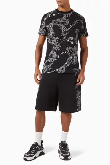 Logo Couture Chain Print T-shirt in Cotton Jersey