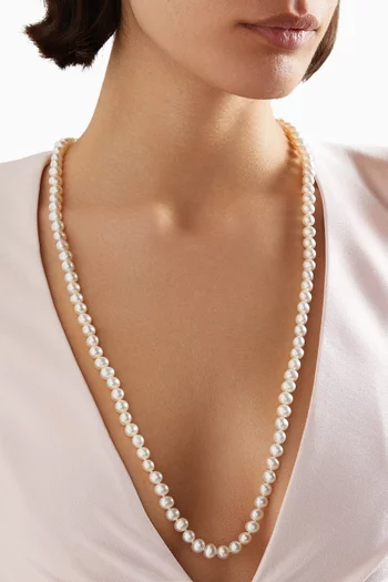Kiku Pearl Long Necklace in 18kt Gold