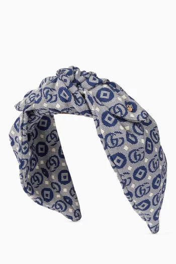 Geometric Logo Headband in Cotton Jacquard