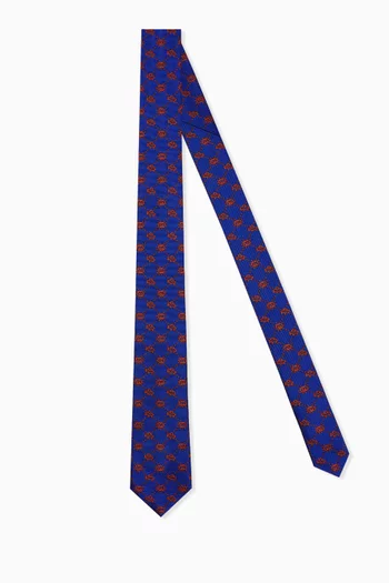 ربطة عنق بشعار حرفي GG متداخلين ومركبة فضاء حرير جاكار