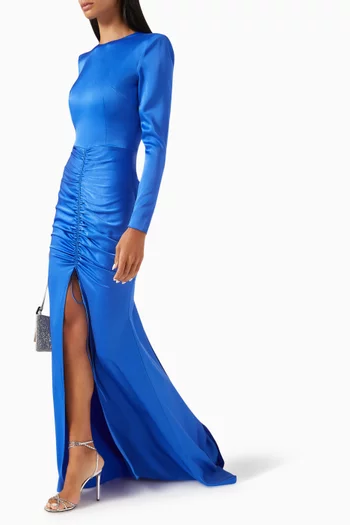 Torrin Ruched Dress in Satin-crepe