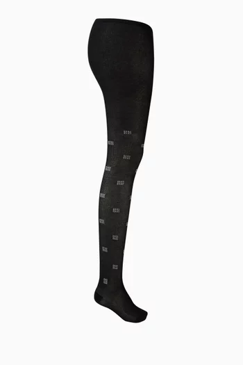 All-over Logo Print Tights in Cotton-blend
