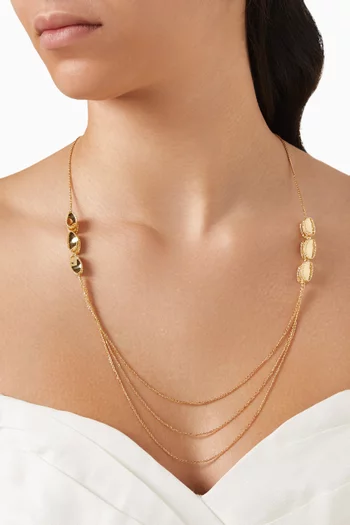 Moda Mirror Triple-layer Long Necklace in 18kt Gold