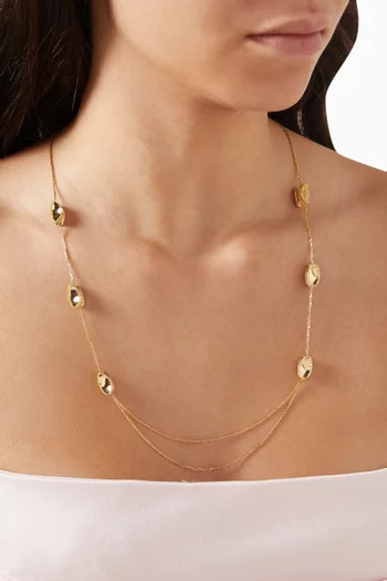 Moda Mirror Layered Long Necklace in 18kt Gold