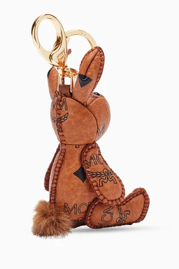 MCM Park Rabbit Bag Charm in Coated Canvas