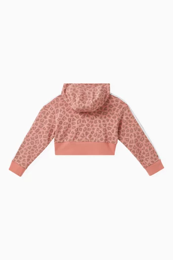 Animal All-over Cropped Hoodie in Cotton-terry