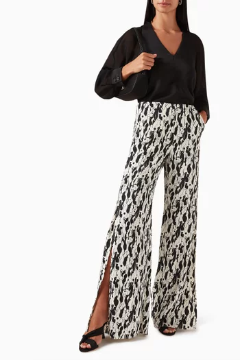 Unione Printed Wide-leg Pants in Satin