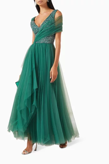 Bead-embellished Dress in Tulle