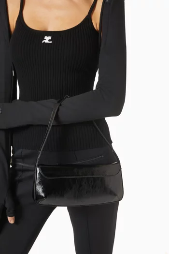 Foldover Top Shoulder Bag in Patent Leather
