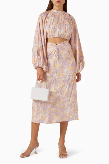 Aria Floral-print Midi Skirt