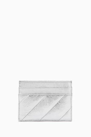 Crush Card Holder in Metallized Quilted Calfskin
