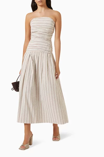 Isadora Striped Midi Dress in Cotton-linen