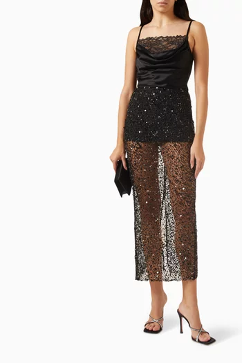 Irena Sequin-embellished Midi Skirt