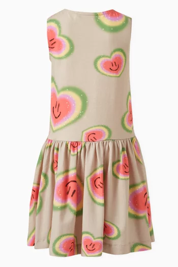 Candace Heart Smiles Face-print Dress in Organic-cotton