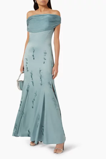 Bead-embellished Maxi Dress in Crepe