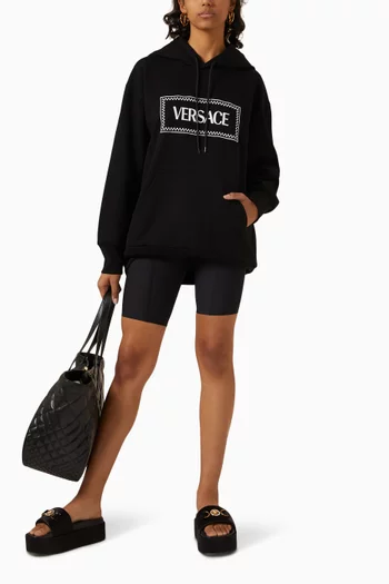 Embroidered Logo Oversized Hoodie in Cotton-jersey