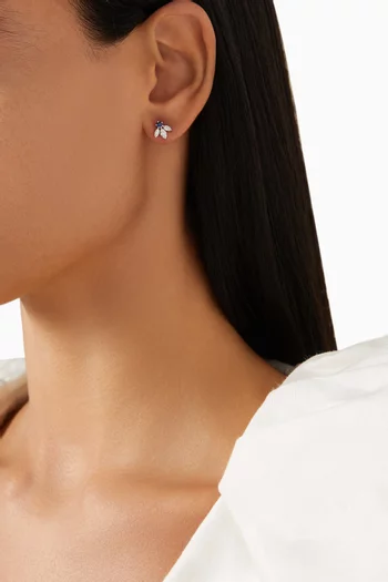 Pixie Wings Diamond & Sapphire Stud Earrings in 18kt White Gold