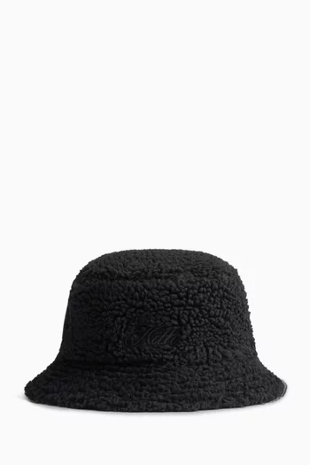 Reversible Logo Bucket Hat in Denim & Sherpa