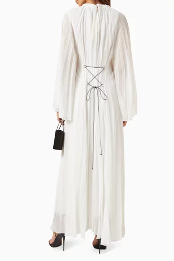 Cross-tied Maxi Dress in Pleated-fabric