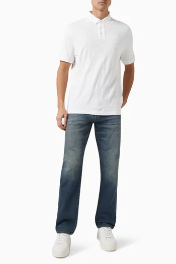 All-over Logo Polo Shirt in Cotton Jacquard