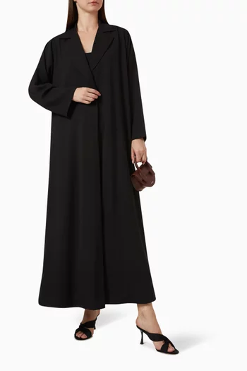 Notched-lapel Abaya in Crepe