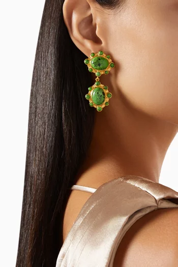 Vera Drop Stone Earrings in 24kt Gold-plated Brass